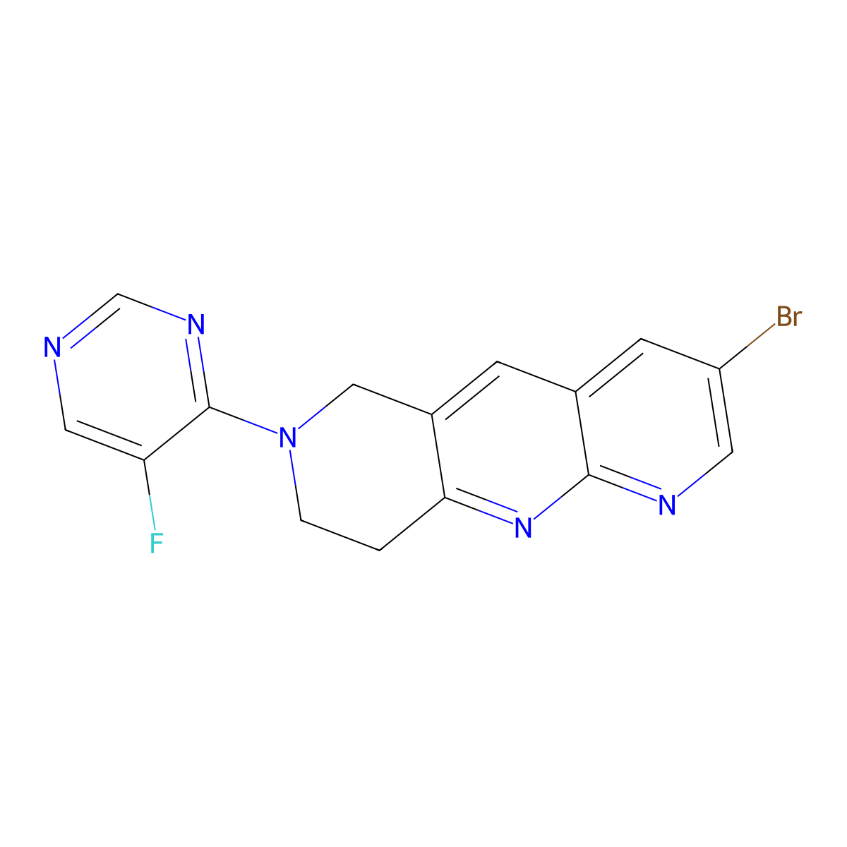 4-{3-bromo-6H,7H,8H,9H-pyrido[2,3-b]1,6-naphthyridin-7-yl}-5-fluoropyrimidine molecular structure, CAS 2770631-71-3