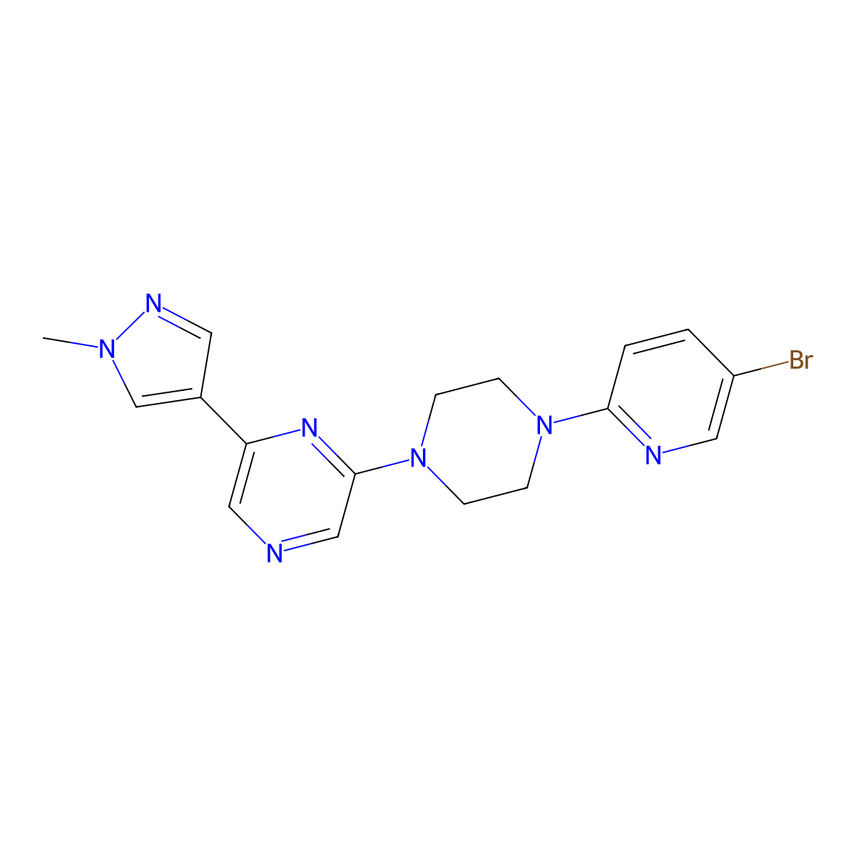 2-[4-(5-bromopyridin-2-yl)piperazin-1-yl]-6-(1-methyl-1H-pyrazol-4-yl)pyrazine molecular structure, CAS 2770631-73-5
