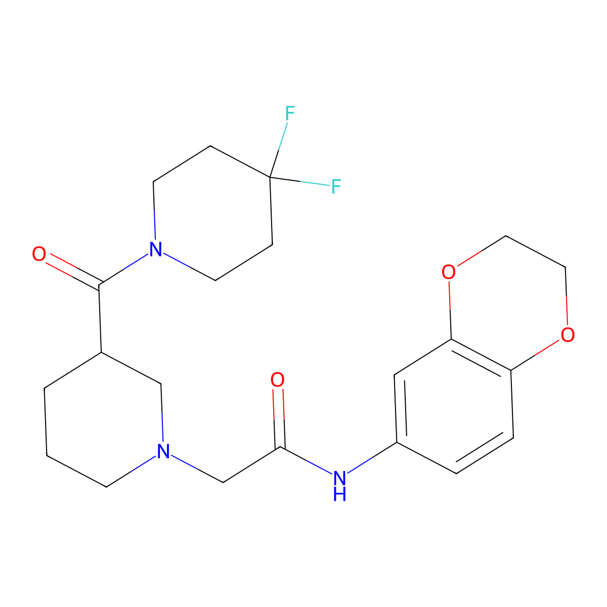 2-[3-(4,4-difluoropiperidine-1-carbonyl)piperidin-1-yl]-N-(2,3-dihydro-1,4-benzodioxin-6-yl)acetamide molecular structure, CAS 2770631-77-9
