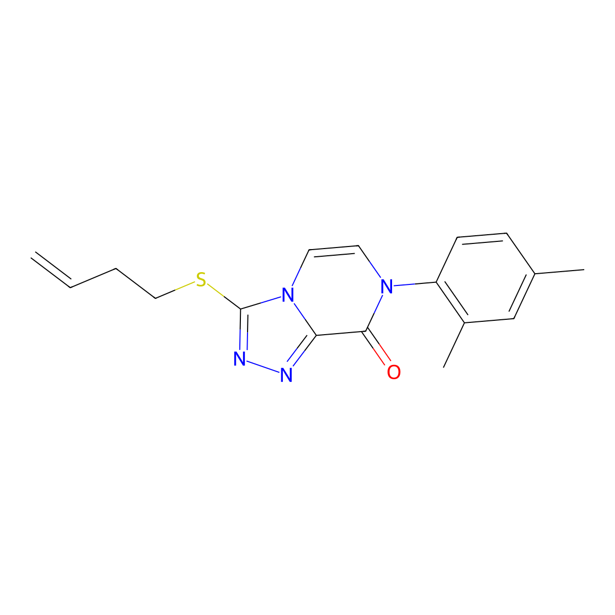 3-(but-3-en-1-ylsulfanyl)-7-(2,4-dimethylphenyl)-7H,8H-[1,2,4]triazolo[4,3-a]pyrazin-8-one molecular structure, CAS 2770631-82-6