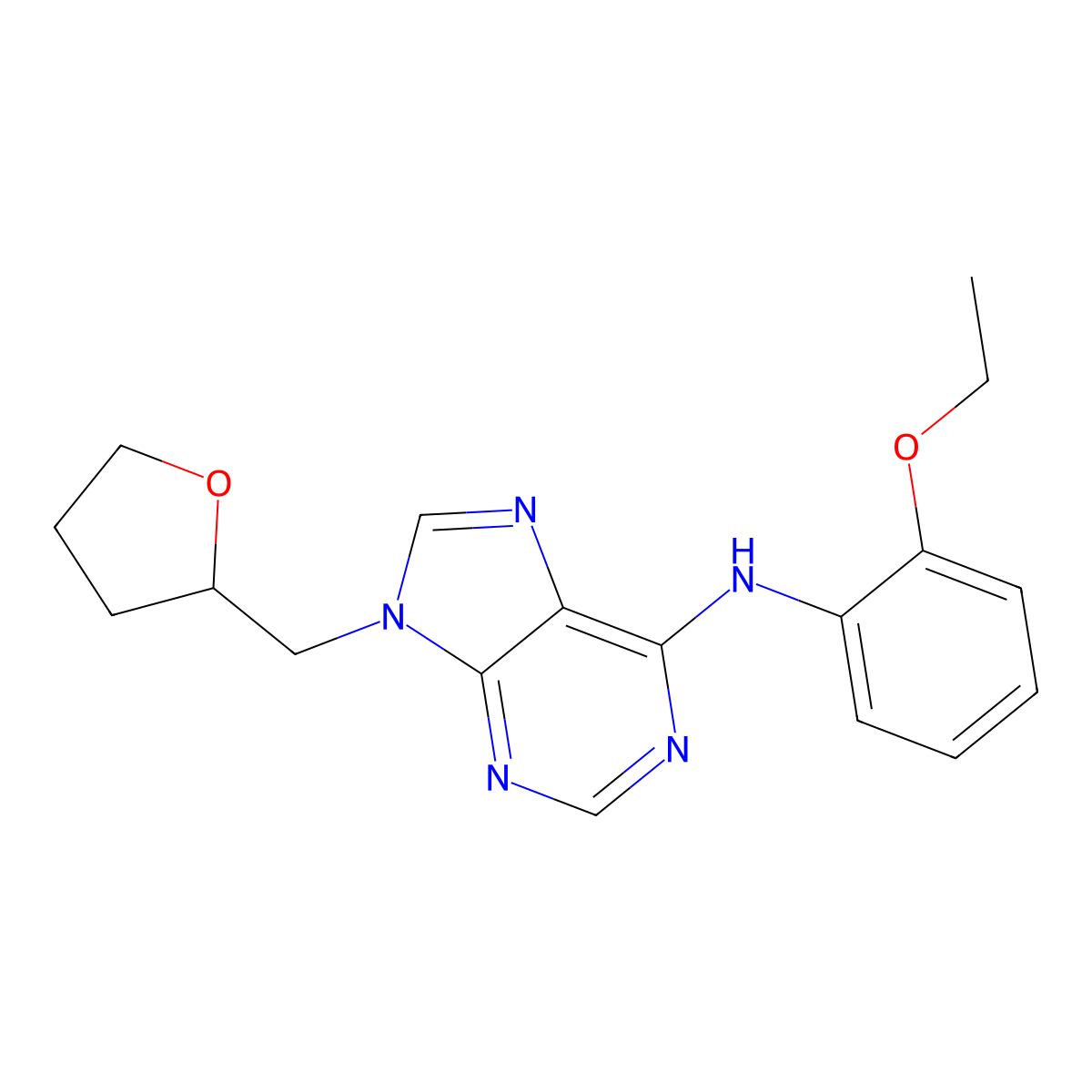 N-(2-ethoxyphenyl)-9-[(oxolan-2-yl)methyl]-9H-purin-6-amine molecular structure, CAS 2770631-91-7