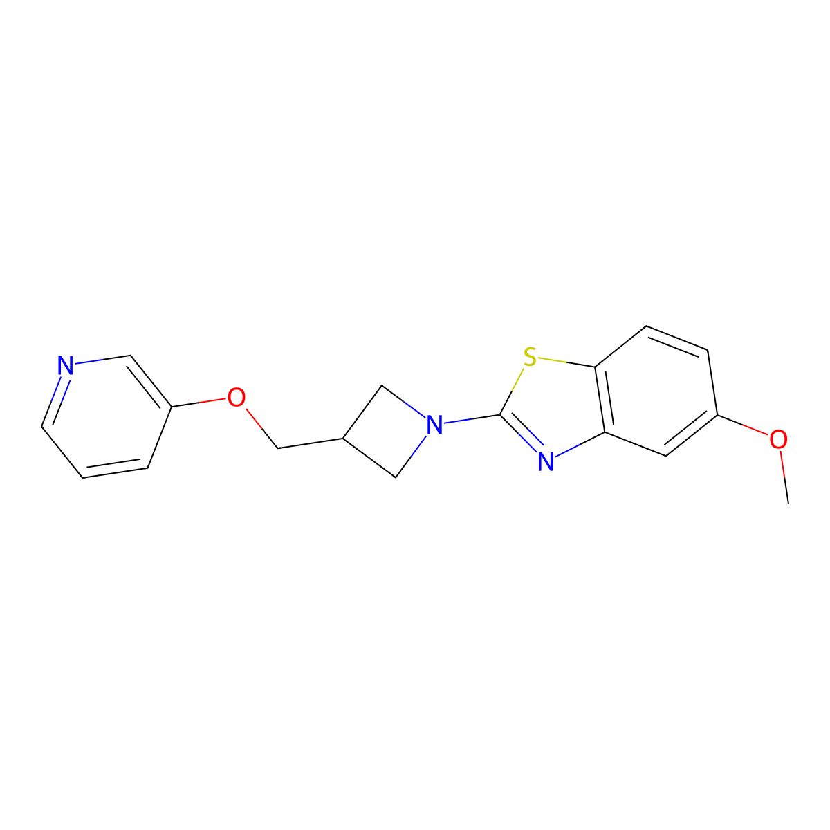 5-Methoxy-2-{3-[(pyridin-3-yloxy)methyl]azetidin-1-yl}-1,3-benzothiazole molecular structure, CAS 2770631-93-9