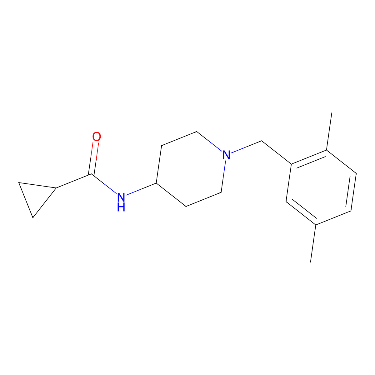 N-{1-[(2,5-dimethylphenyl)methyl]piperidin-4-yl}cyclopropanecarboxamide molecular structure, CAS 2770631-94-0