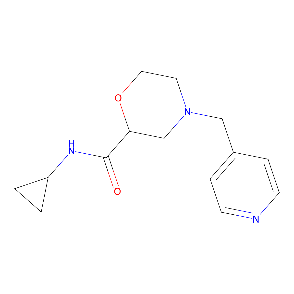 N-cyclopropyl-4-[(pyridin-4-yl)methyl]morpholine-2-carboxamide molecular structure, CAS 2770631-95-1