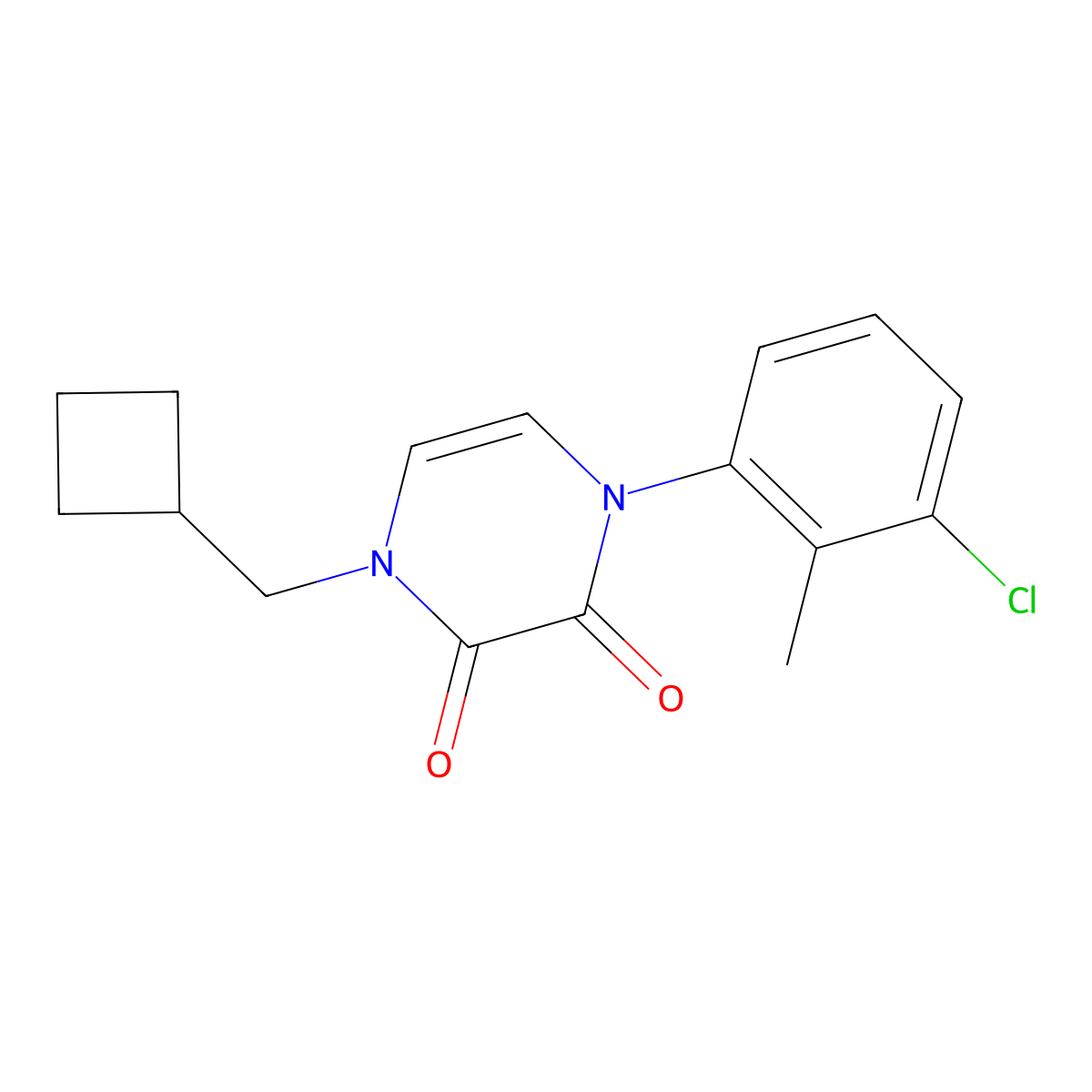 1-(3-Chloro-2-methylphenyl)-4-(cyclobutylmethyl)-1,2,3,4-tetrahydropyrazine-2,3-dione molecular structure, CAS 2770631-98-4