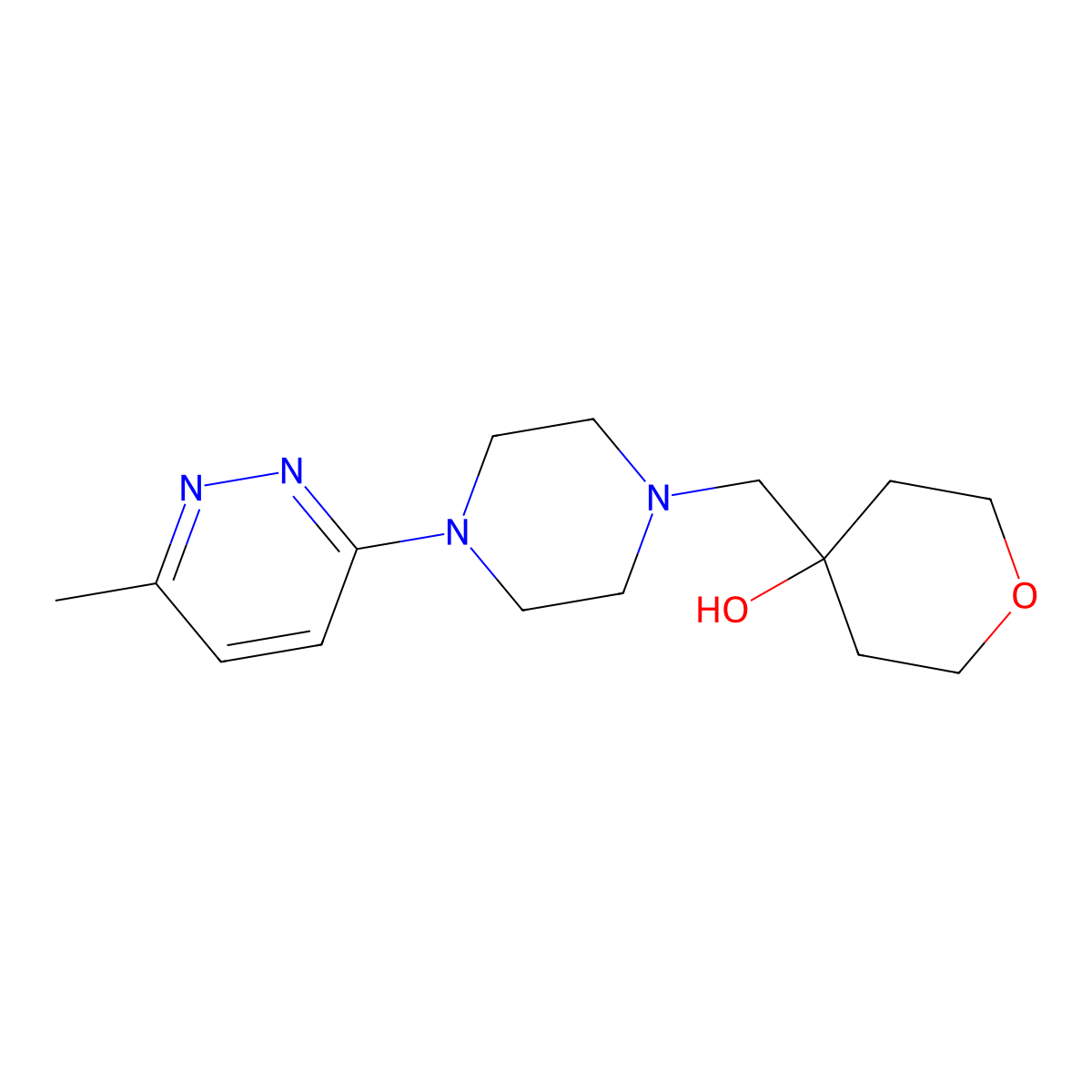 4-{[4-(6-Methylpyridazin-3-yl)piperazin-1-yl]methyl}oxan-4-ol molecular structure, CAS 2770632-01-2