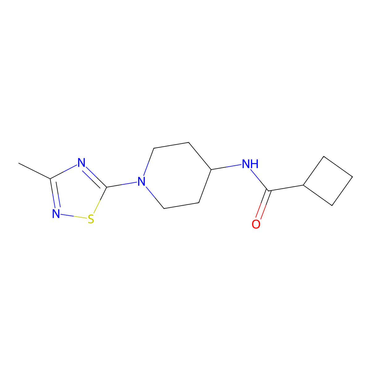 N-[1-(3-methyl-1,2,4-thiadiazol-5-yl)piperidin-4-yl]cyclobutanecarboxamide molecular structure, CAS 2770632-16-9