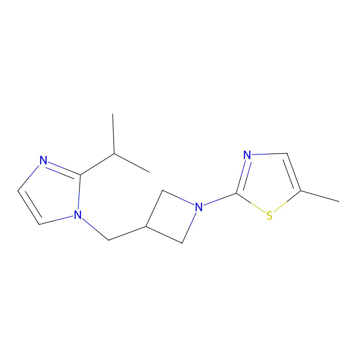 5-methyl-2-(3-{[2-(propan-2-yl)-1H-imidazol-1-yl]methyl}azetidin-1-yl)-1,3-thiazole molecular structure, CAS 2770632-28-3