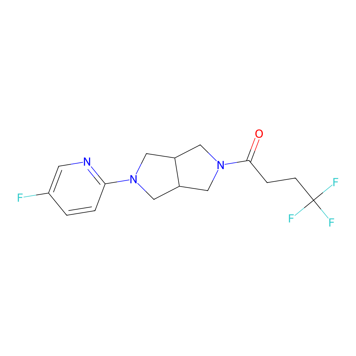 4,4,4-Trifluoro-1-[5-(5-fluoropyridin-2-yl)-octahydropyrrolo[3,4-c]pyrrol-2-yl]butan-1-one molecular structure, CAS 2770632-29-4