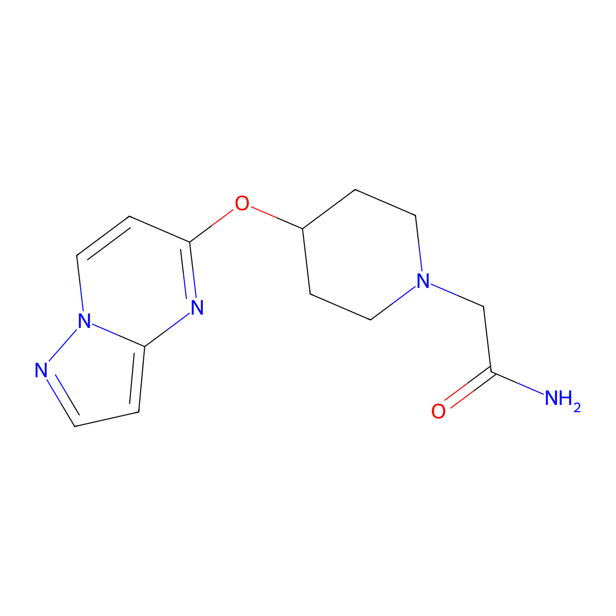 2-(4-{Pyrazolo[1,5-a]pyrimidin-5-yloxy}piperidin-1-yl)acetamide molecular structure, CAS 2770632-37-4