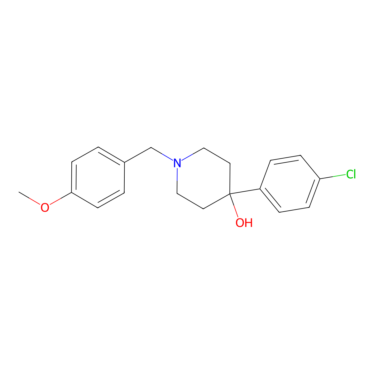 4-(4-Chlorophenyl)-1-[(4-methoxyphenyl)methyl]piperidin-4-ol molecular structure, CAS 2770632-40-9