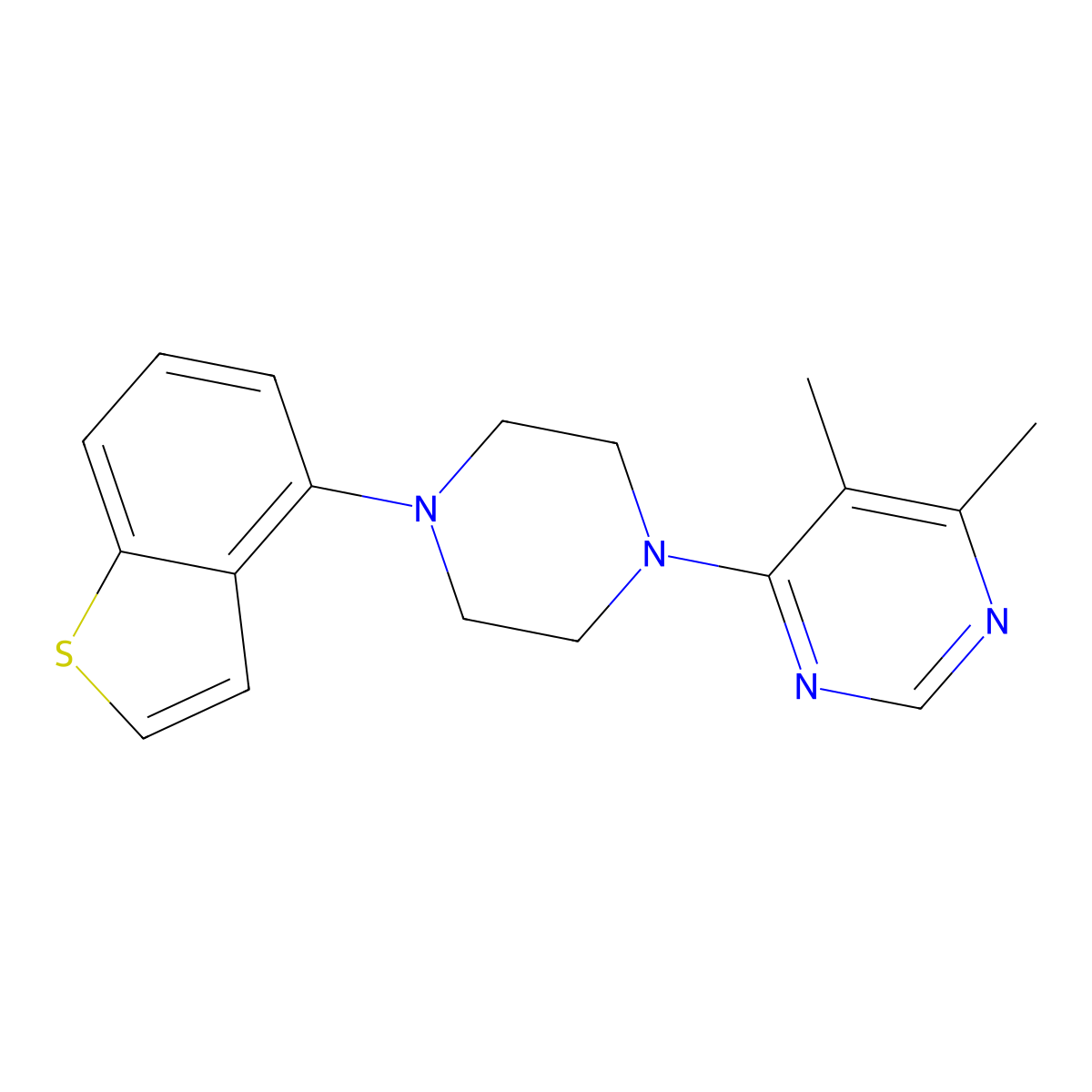 4-[4-(1-Benzothiophen-4-yl)piperazin-1-yl]-5,6-dimethylpyrimidine molecular structure, CAS 2770632-42-1