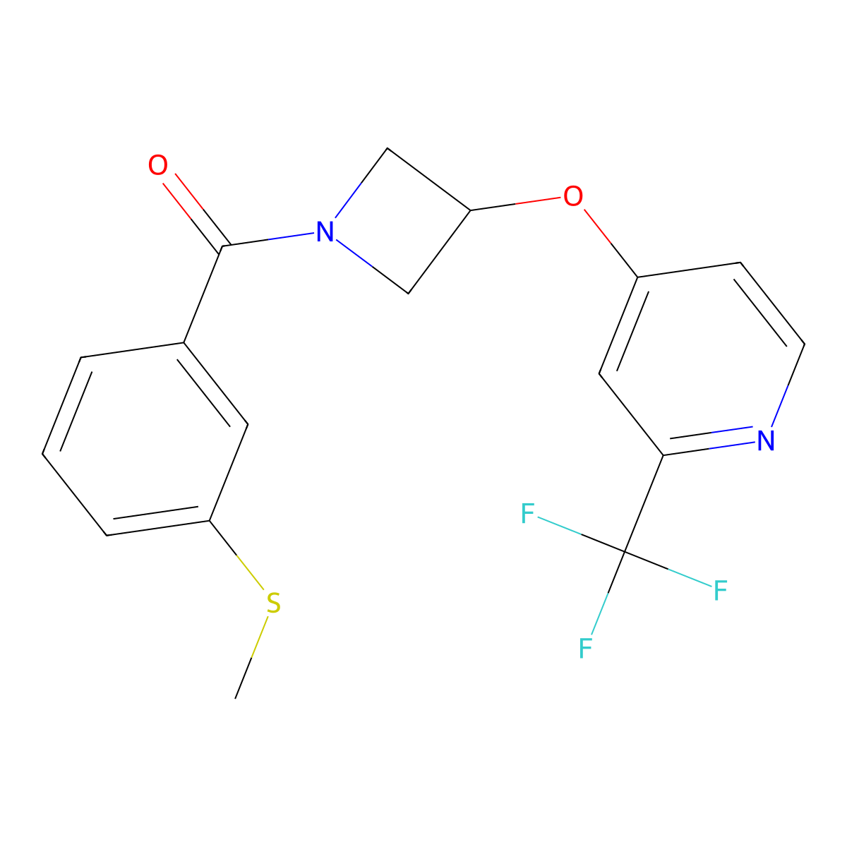4-({1-[3-(Methylsulfanyl)benzoyl]azetidin-3-yl}oxy)-2-(trifluoromethyl)pyridine molecular structure, CAS 2770632-47-6