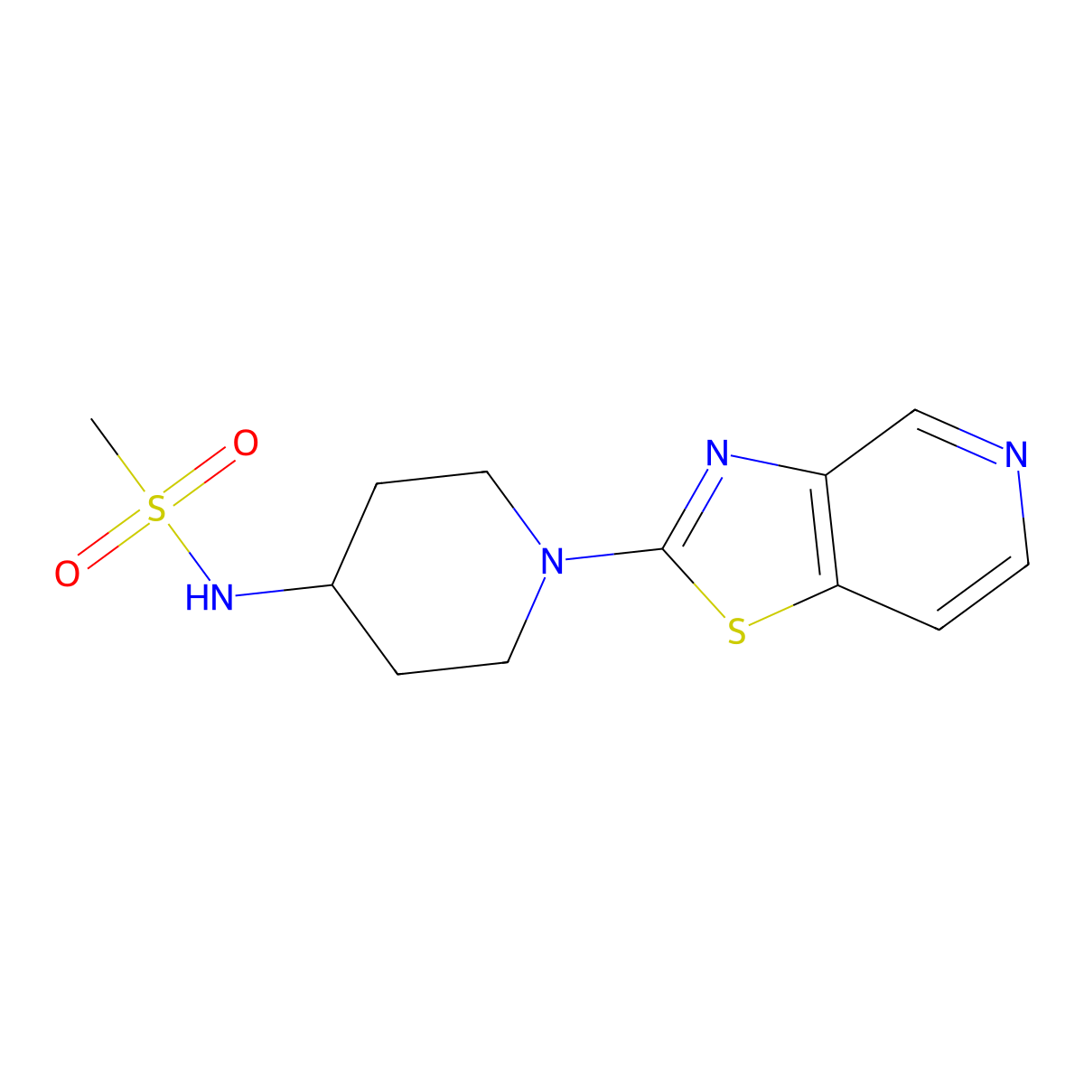 N-(1-{[1,3]thiazolo[4,5-c]pyridin-2-yl}piperidin-4-yl)methanesulfonamide molecular structure, CAS 2770632-48-7