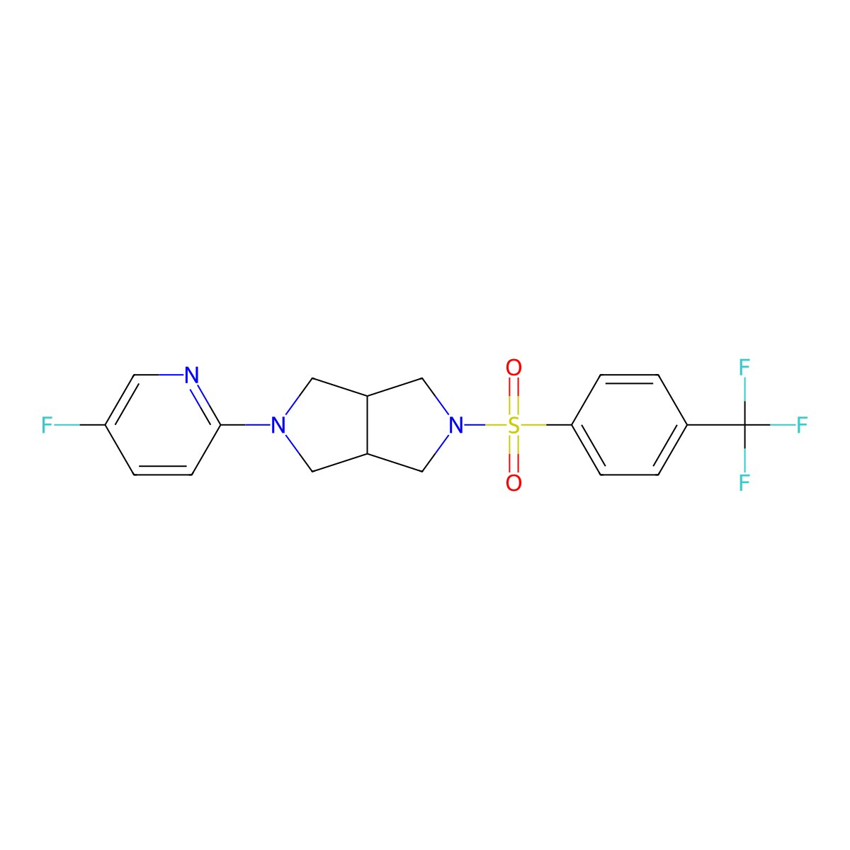 5-Fluoro-2-{5-[4-(trifluoromethyl)benzenesulfonyl]-octahydropyrrolo[3,4-c]pyrrol-2-yl}pyridine molecular structure, CAS 2770632-50-1
