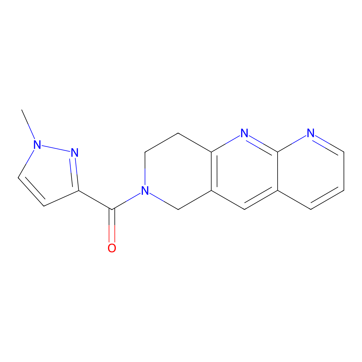 1-methyl-3-{6H,7H,8H,9H-pyrido[2,3-b]1,6-naphthyridine-7-carbonyl}-1H-pyrazole molecular structure, CAS 2770632-51-2