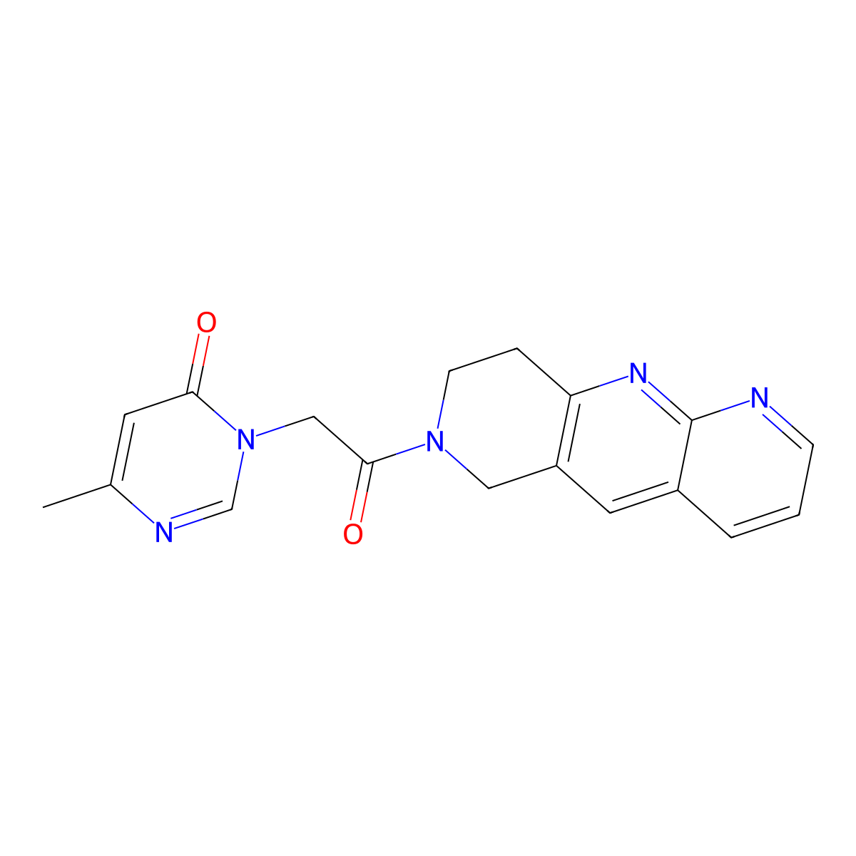 6-methyl-3-(2-oxo-2-{6H,7H,8H,9H-pyrido[2,3-b]1,6-naphthyridin-7-yl}ethyl)-3,4-dihydropyrimidin-4-one molecular structure, CAS 2770632-53-4