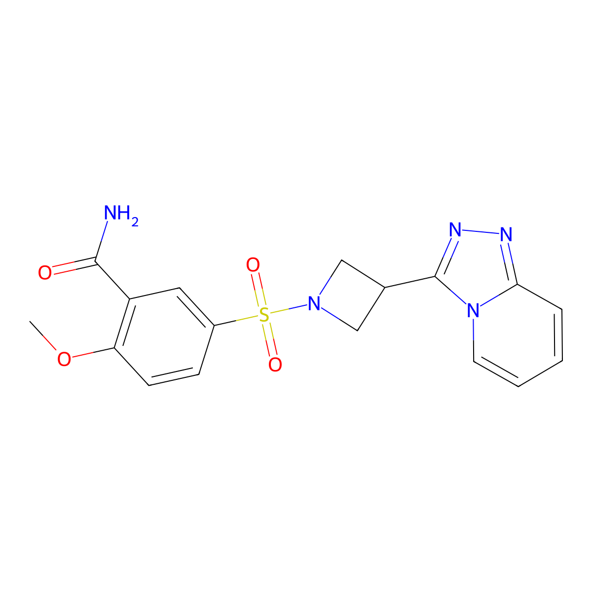2-Methoxy-5-[(3-{[1,2,4]triazolo[4,3-a]pyridin-3-yl}azetidin-1-yl)sulfonyl]benzamide molecular structure, CAS 2770632-54-5