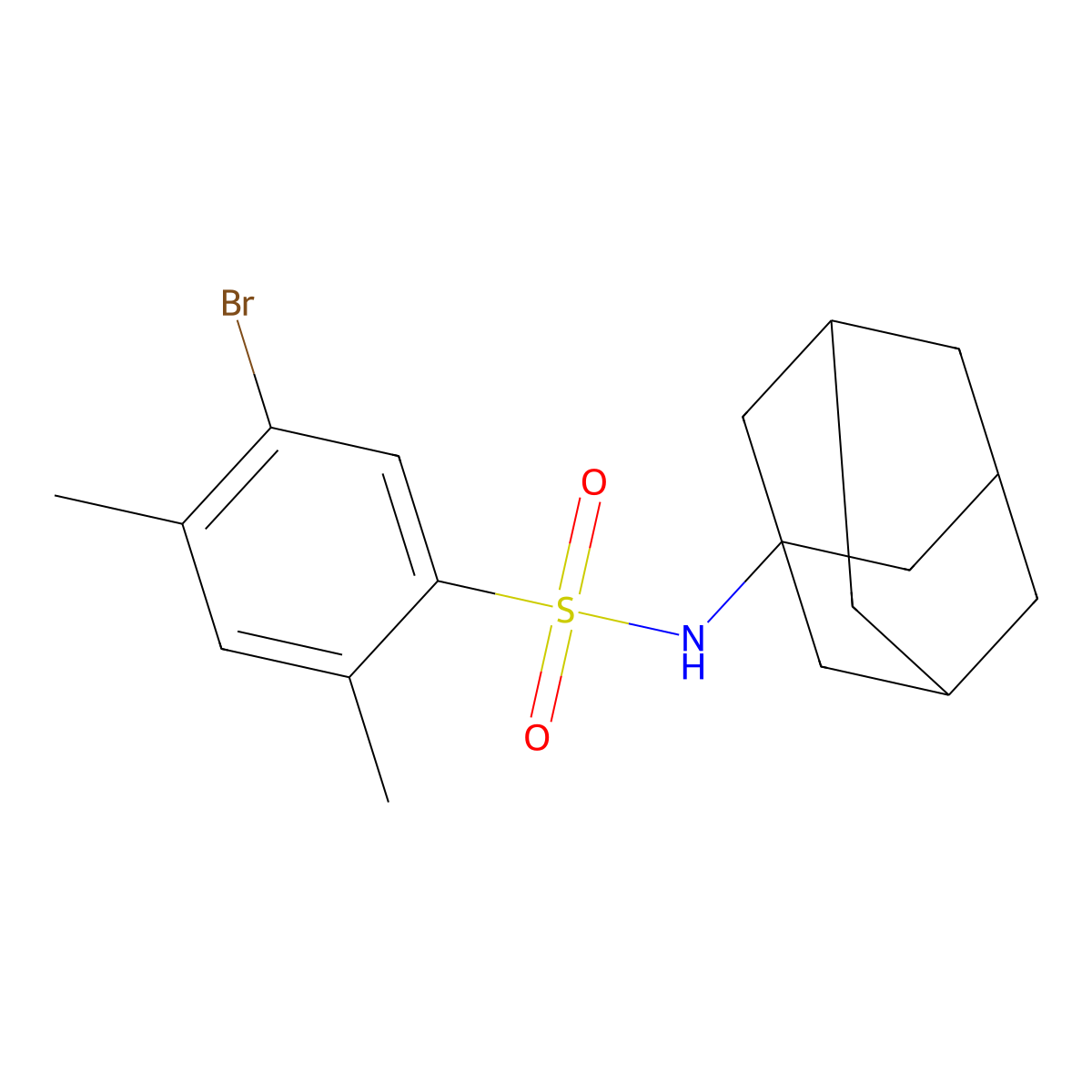 N-(adamantan-1-yl)-5-bromo-2,4-dimethylbenzene-1-sulfonamide molecular structure, CAS 2770632-57-8