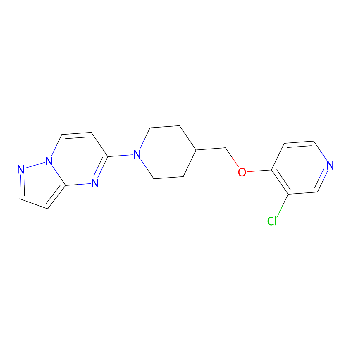 3-Chloro-4-[(1-{pyrazolo[1,5-a]pyrimidin-5-yl}piperidin-4-yl)methoxy]pyridine molecular structure, CAS 2770632-58-9