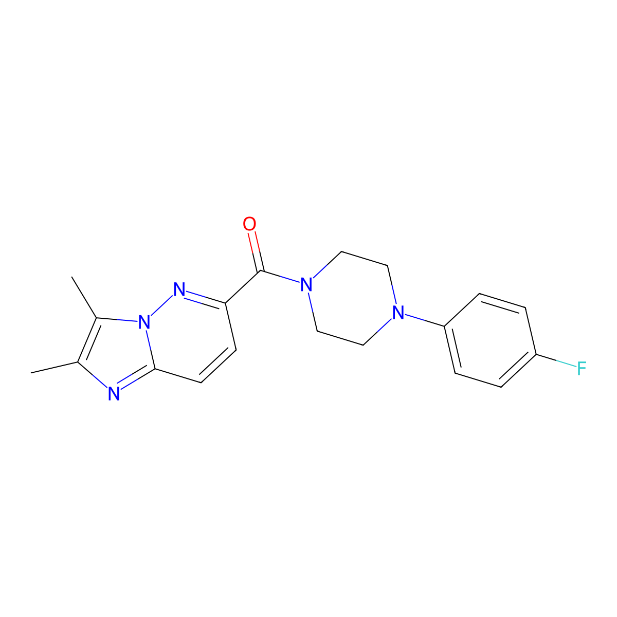 1-{2,3-Dimethylimidazo[1,2-b]pyridazine-6-carbonyl}-4-(4-fluorophenyl)piperazine molecular structure, CAS 2770632-61-4