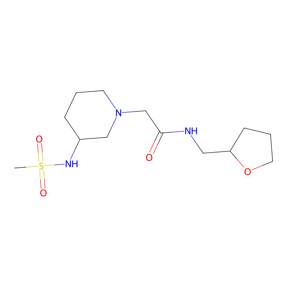 2-(3-methanesulfonamidopiperidin-1-yl)-N-[(oxolan-2-yl)methyl]acetamide molecular structure, CAS 2770632-65-8