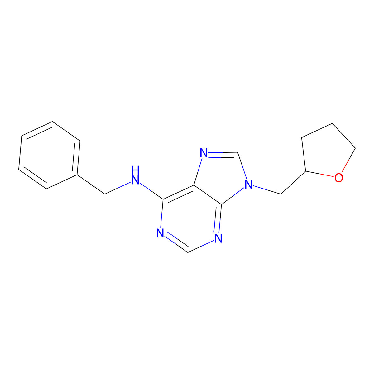 N-benzyl-9-[(oxolan-2-yl)methyl]-9H-purin-6-amine molecular structure, CAS 2770632-66-9