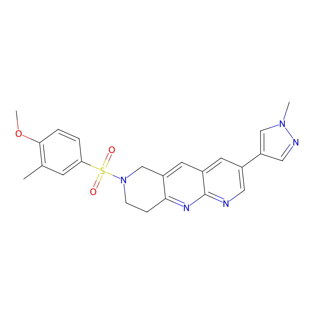 4-[7-(4-methoxy-3-methylbenzenesulfonyl)-6H,7H,8H,9H-pyrido[2,3-b]1,6-naphthyridin-3-yl]-1-methyl-1H-pyrazole molecular structure, CAS 2770632-70-5