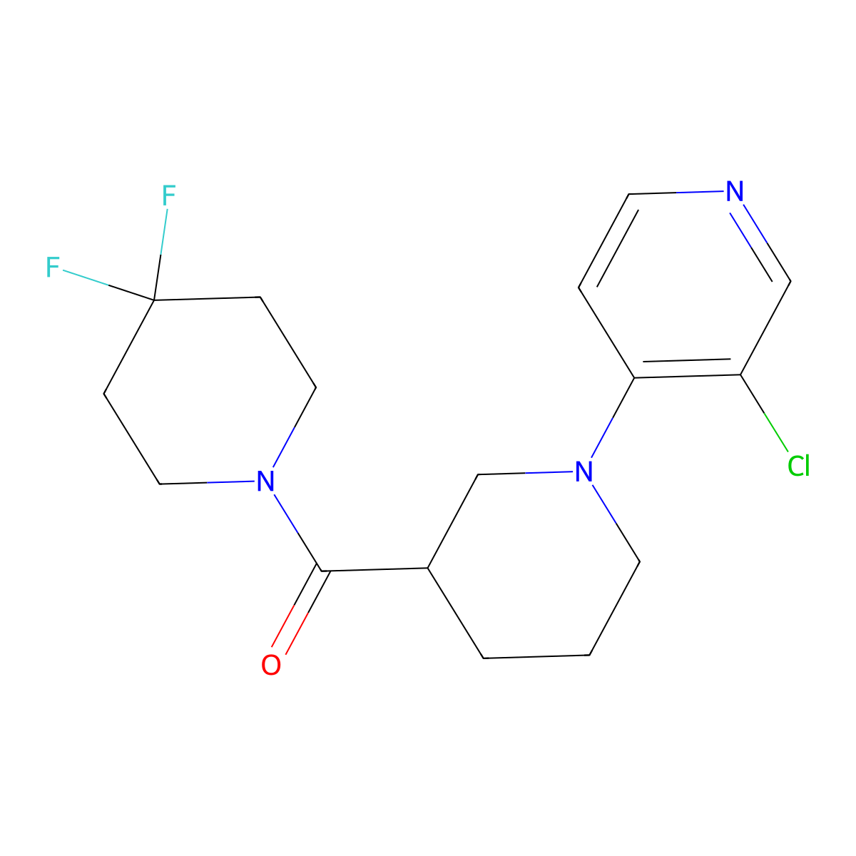 3-Chloro-4-[3-(4,4-difluoropiperidine-1-carbonyl)piperidin-1-yl]pyridine molecular structure, CAS 2770632-76-1
