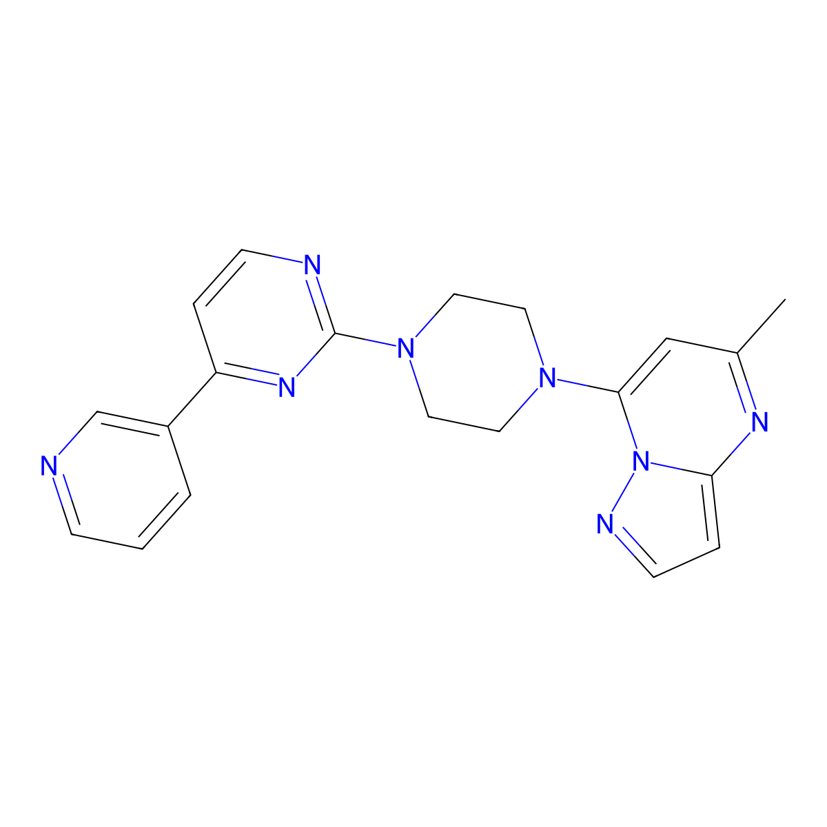 2-(4-{5-Methylpyrazolo[1,5-a]pyrimidin-7-yl}piperazin-1-yl)-4-(pyridin-3-yl)pyrimidine molecular structure, CAS 2770632-77-2