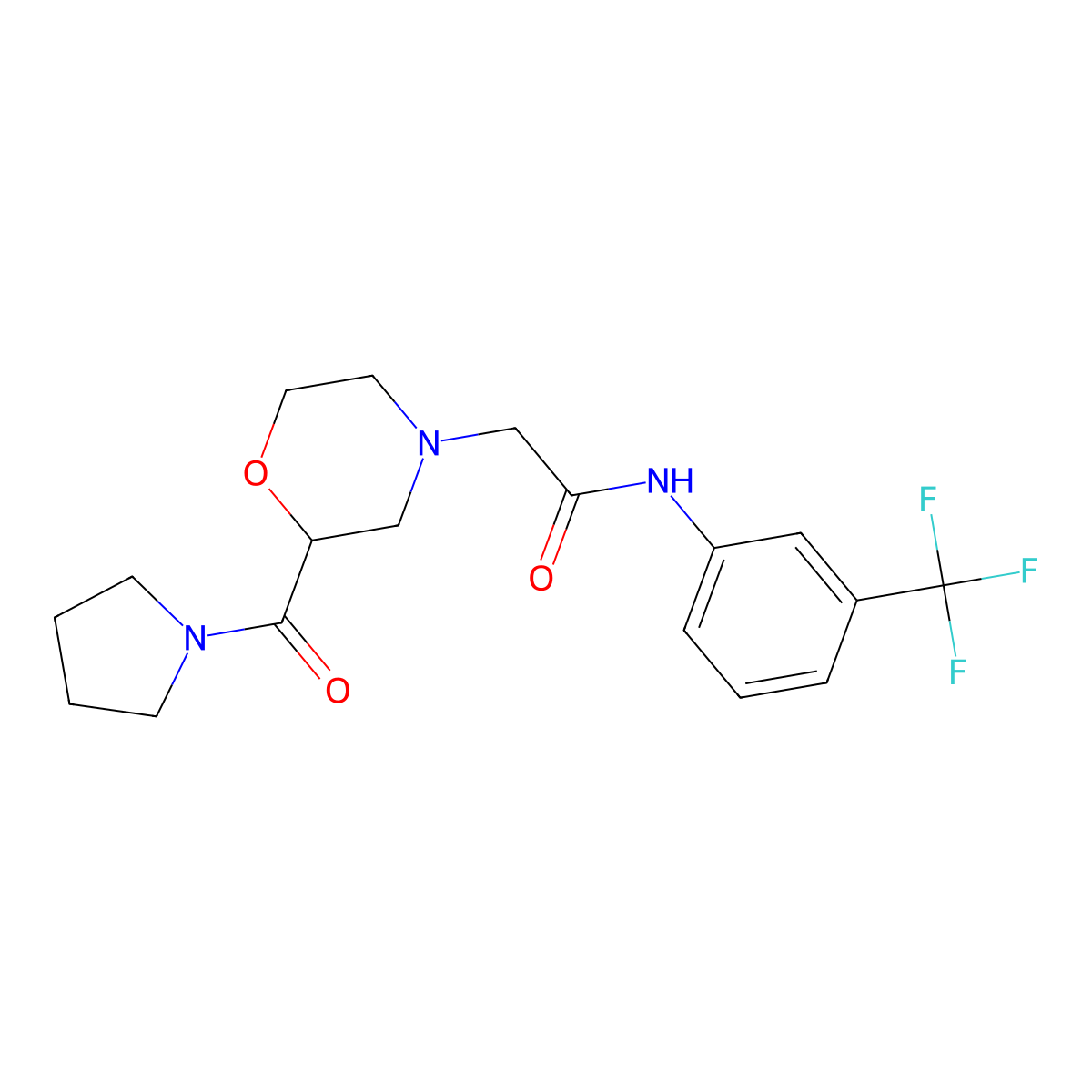 2-[2-(pyrrolidine-1-carbonyl)morpholin-4-yl]-N-[3-(trifluoromethyl)phenyl]acetamide molecular structure, CAS 2770632-78-3