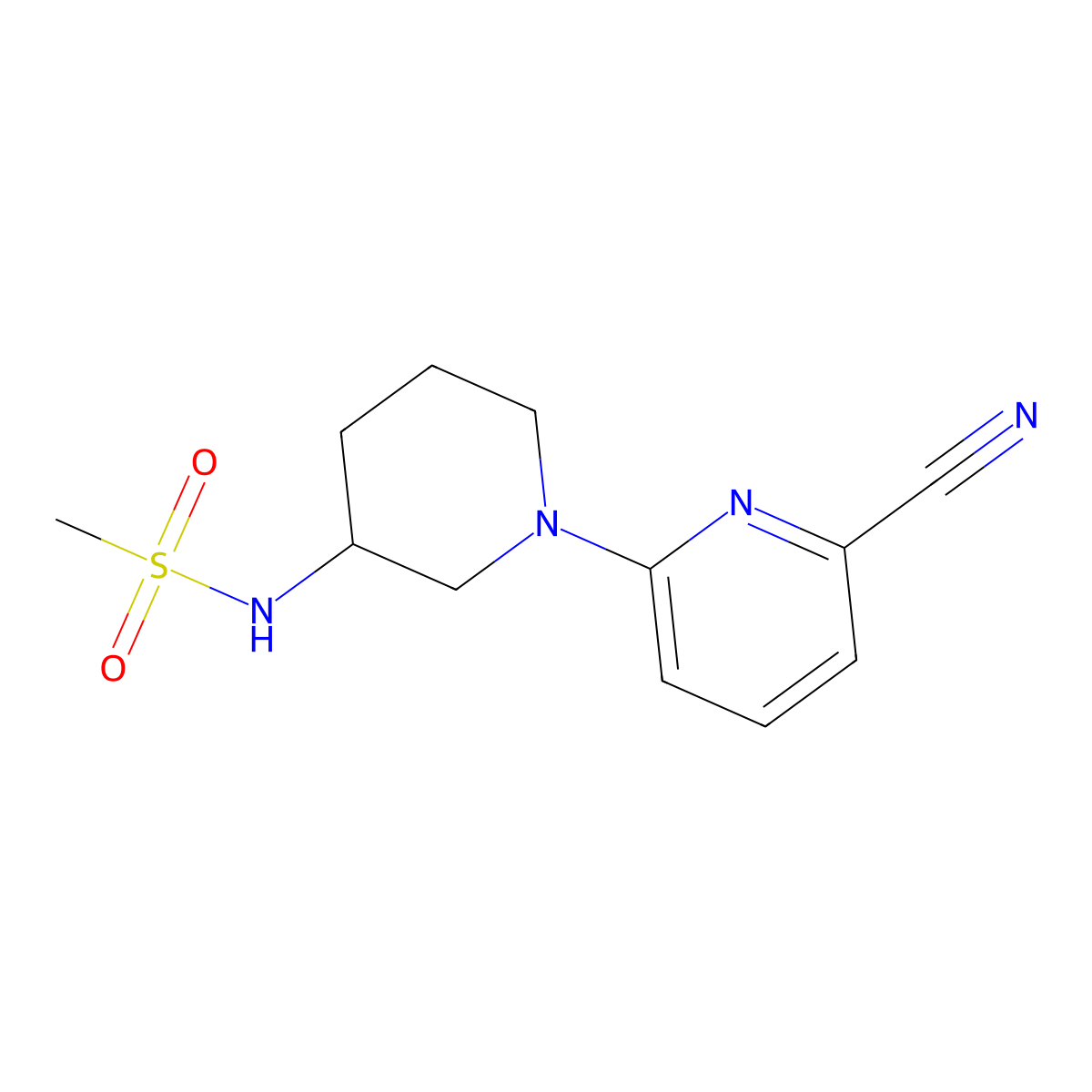 N-[1-(6-cyanopyridin-2-yl)piperidin-3-yl]methanesulfonamide molecular structure, CAS 2770632-79-4