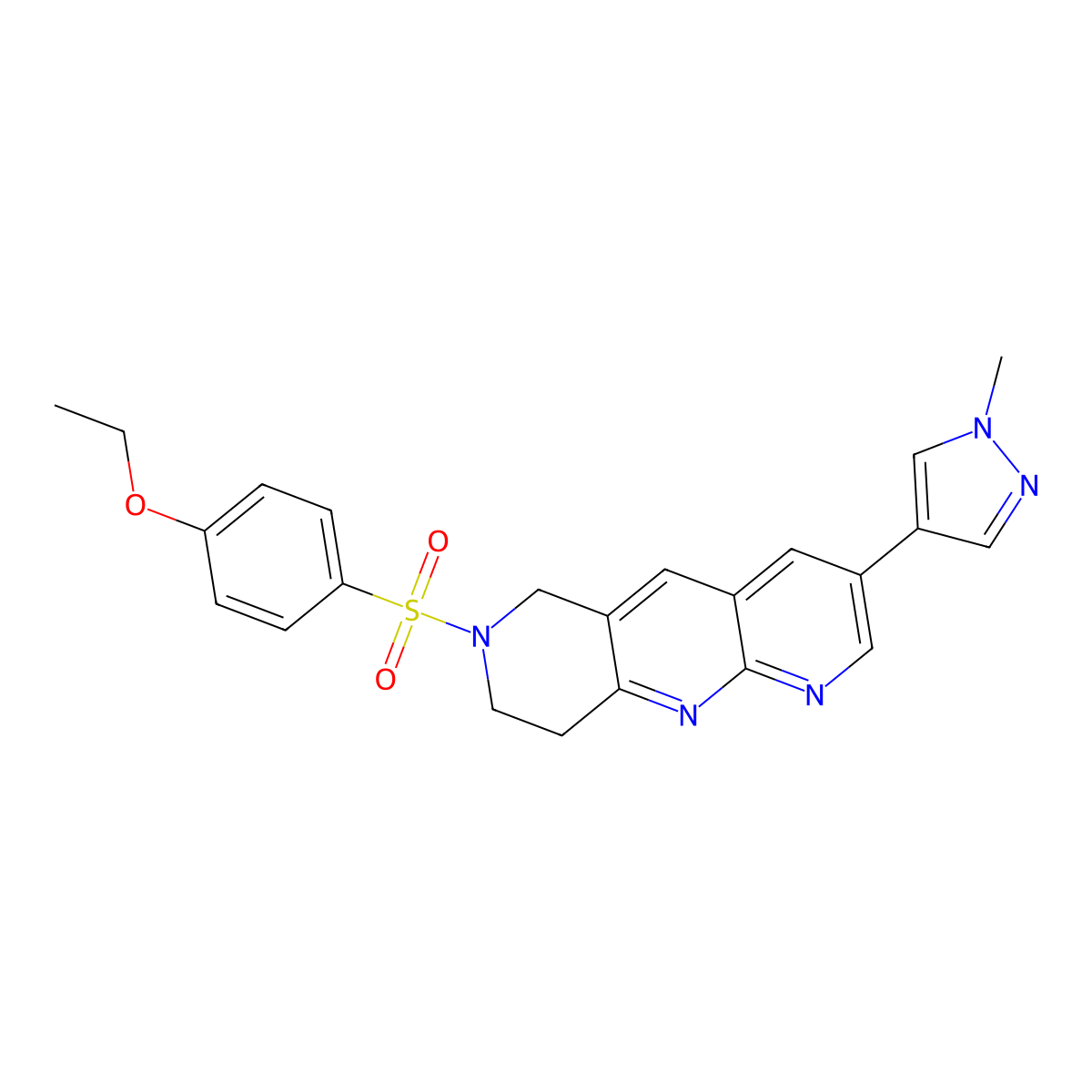 4-[7-(4-ethoxybenzenesulfonyl)-6H,7H,8H,9H-pyrido[2,3-b]1,6-naphthyridin-3-yl]-1-methyl-1H-pyrazole molecular structure, CAS 2770632-80-7
