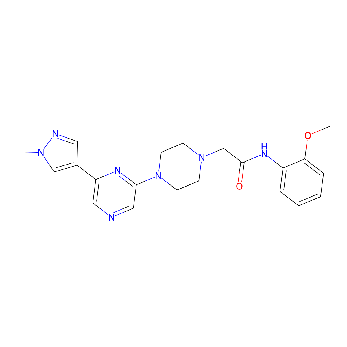 N-(2-methoxyphenyl)-2-{4-[6-(1-methyl-1H-pyrazol-4-yl)pyrazin-2-yl]piperazin-1-yl}acetamide molecular structure, CAS 2770632-83-0