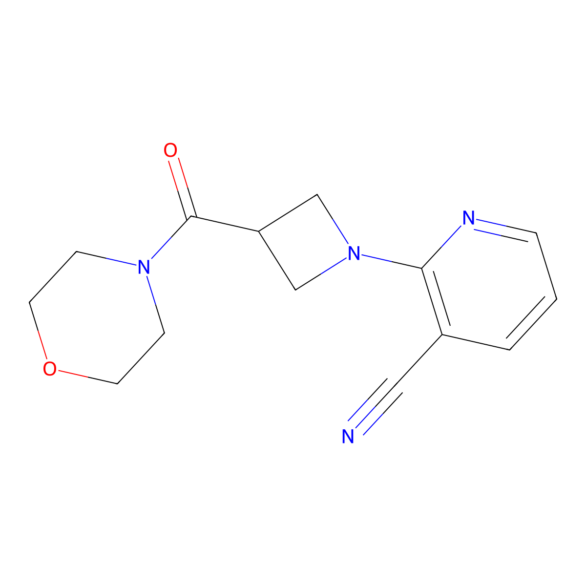 2-[3-(Morpholine-4-carbonyl)azetidin-1-yl]pyridine-3-carbonitrile molecular structure, CAS 2770632-86-3