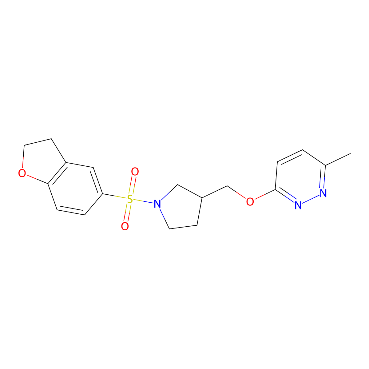 3-{[1-(2,3-Dihydro-1-benzofuran-5-sulfonyl)pyrrolidin-3-yl]methoxy}-6-methylpyridazine molecular structure, CAS 2770632-87-4
