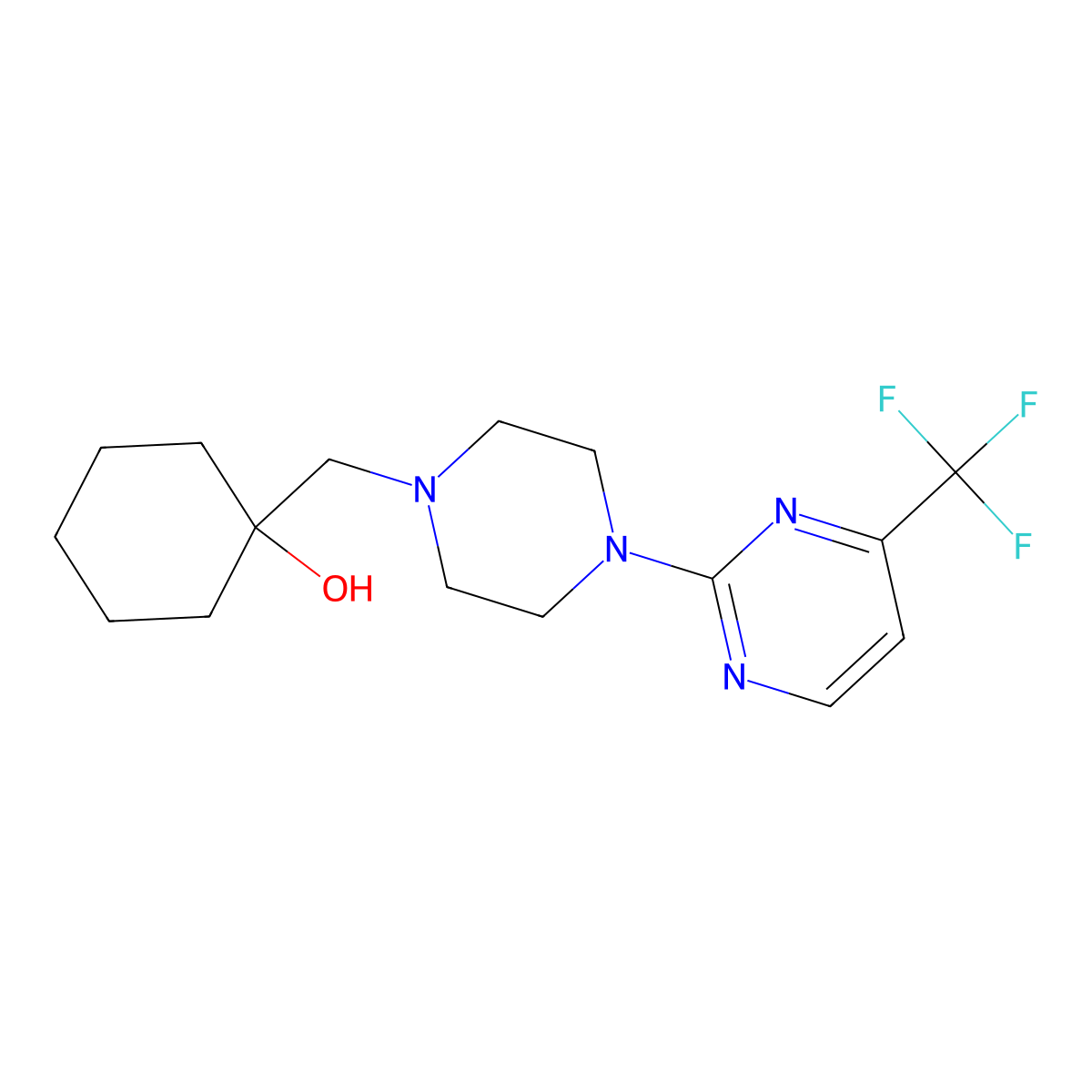 1-({4-[4-(Trifluoromethyl)pyrimidin-2-yl]piperazin-1-yl}methyl)cyclohexan-1-ol molecular structure, CAS 2770632-99-8
