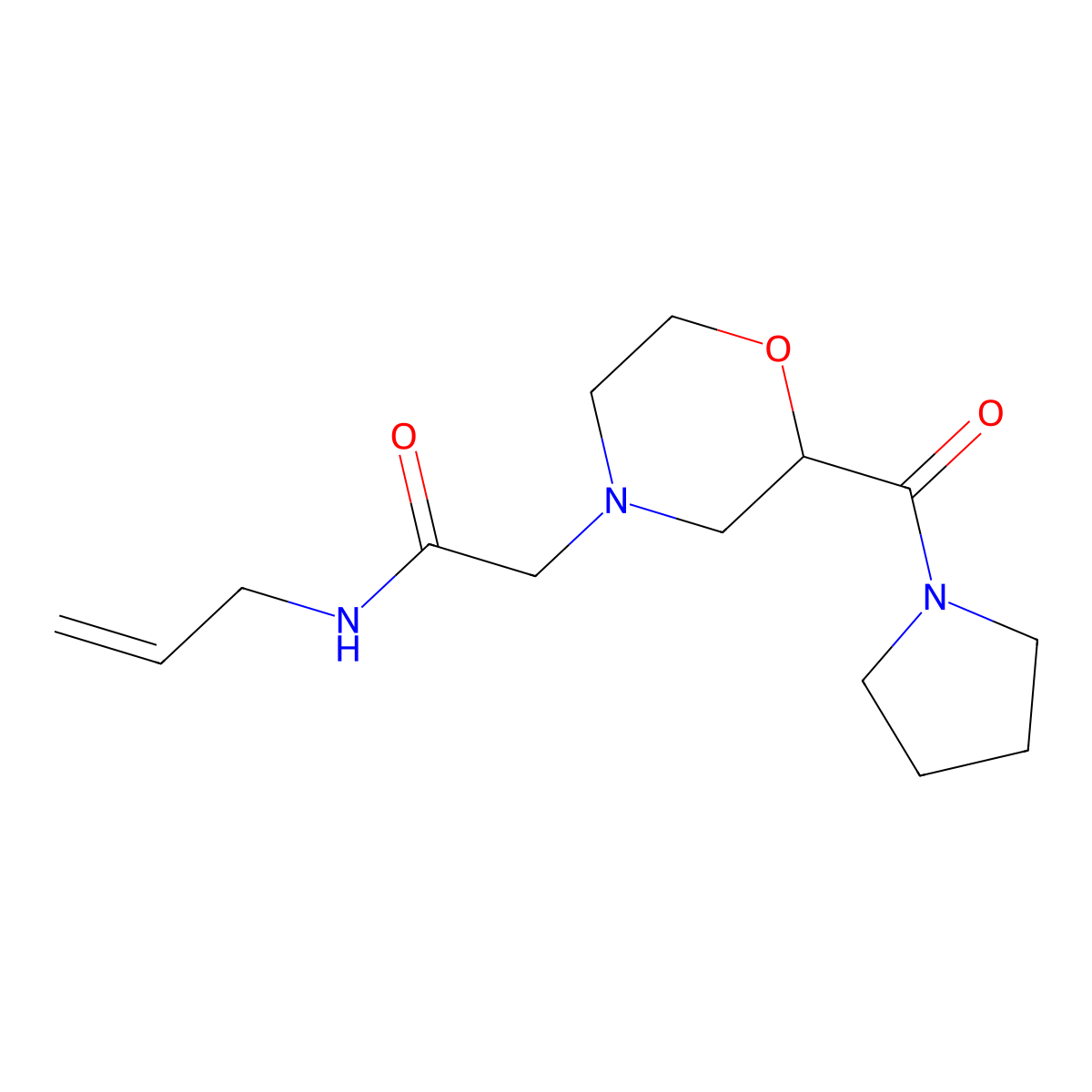 N-(prop-2-en-1-yl)-2-[2-(pyrrolidine-1-carbonyl)morpholin-4-yl]acetamide molecular structure, CAS 2770633-03-7