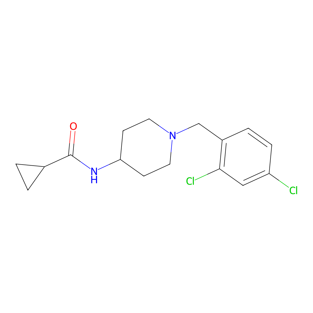 N-{1-[(2,4-dichlorophenyl)methyl]piperidin-4-yl}cyclopropanecarboxamide molecular structure, CAS 2770633-05-9