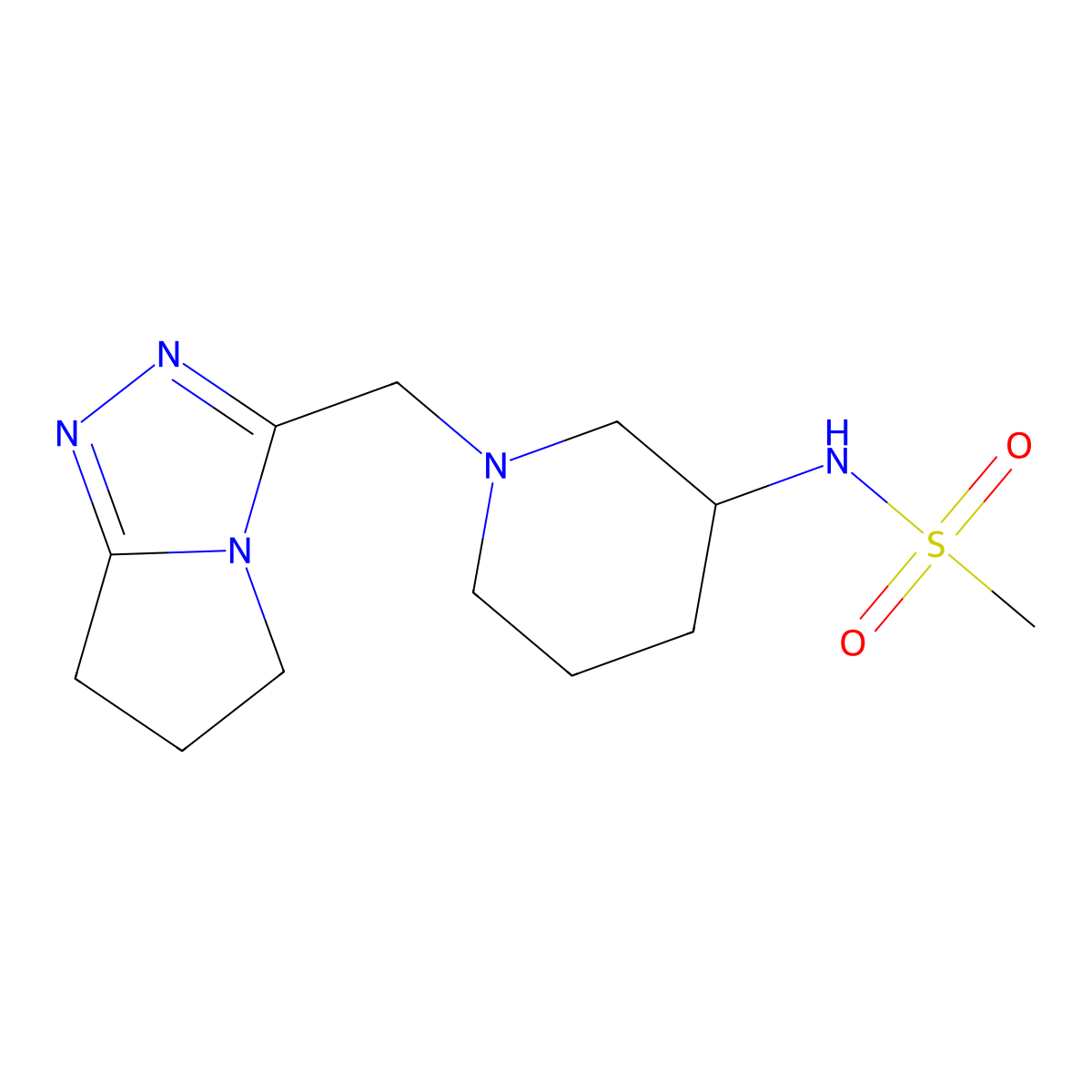 N-[1-({5H,6H,7H-pyrrolo[2,1-c][1,2,4]triazol-3-yl}methyl)piperidin-3-yl]methanesulfonamide molecular structure, CAS 2770633-07-1