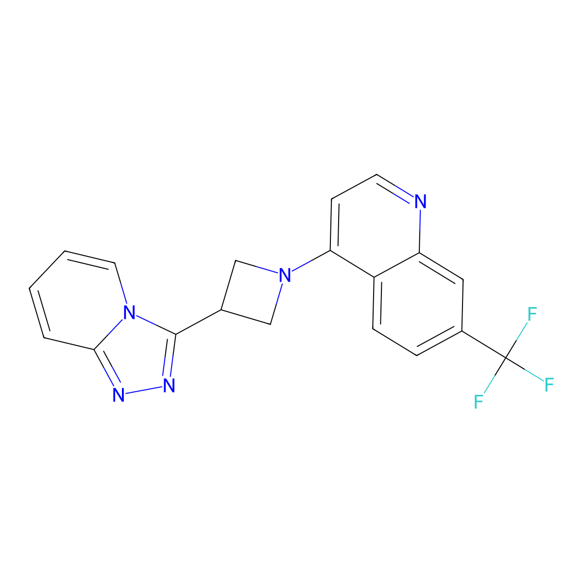 4-(3-{[1,2,4]Triazolo[4,3-a]pyridin-3-yl}azetidin-1-yl)-7-(trifluoromethyl)quinoline molecular structure, CAS 2770633-12-8