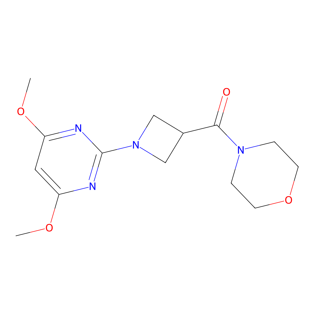 4-[1-(4,6-Dimethoxypyrimidin-2-yl)azetidine-3-carbonyl]morpholine molecular structure, CAS 2770633-17-3