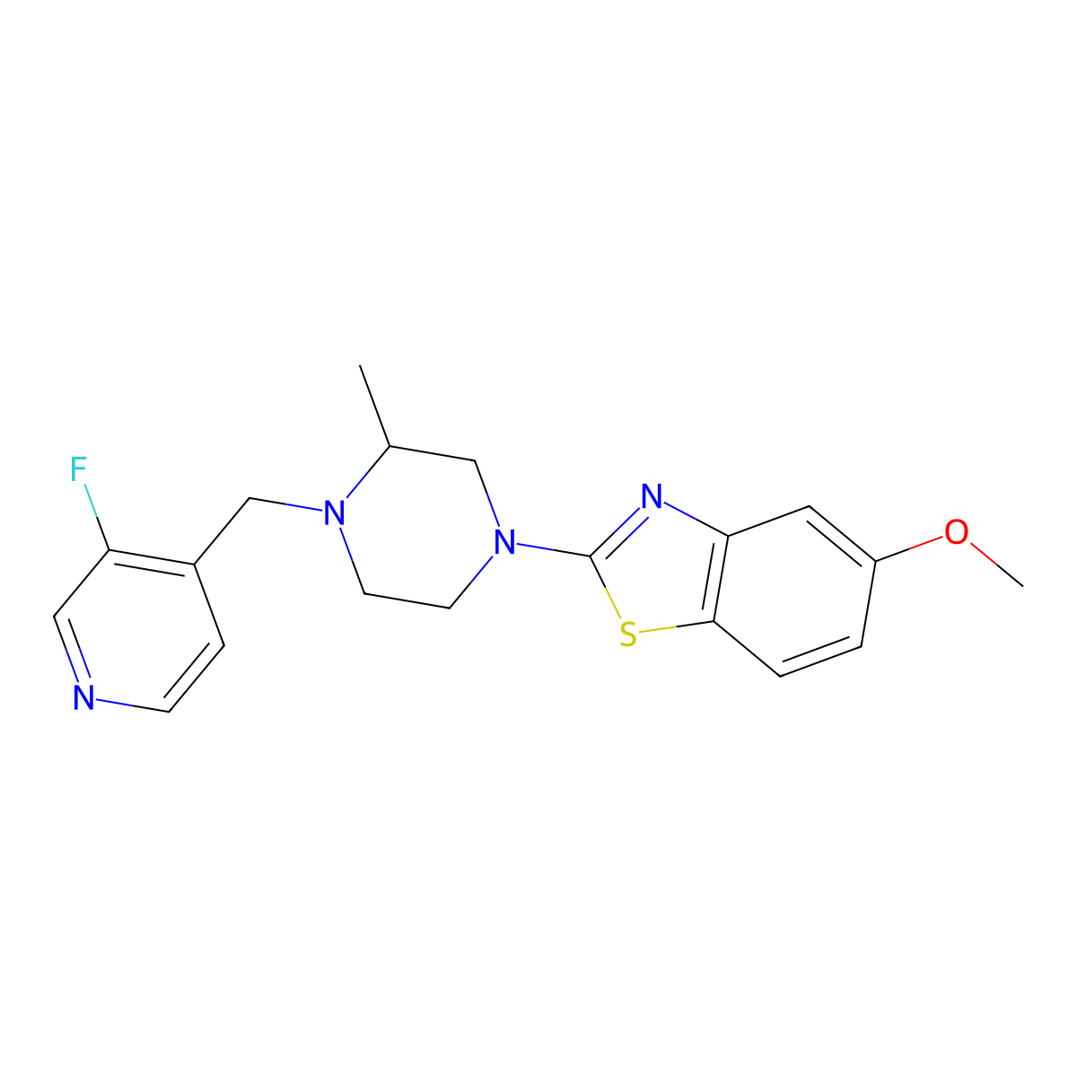 2-{4-[(3-Fluoropyridin-4-yl)methyl]-3-methylpiperazin-1-yl}-5-methoxy-1,3-benzothiazole molecular structure, CAS 2770633-22-0
