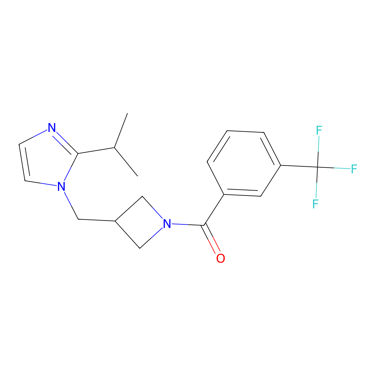 2-(propan-2-yl)-1-({1-[3-(trifluoromethyl)benzoyl]azetidin-3-yl}methyl)-1H-imidazole molecular structure, CAS 2770633-23-1