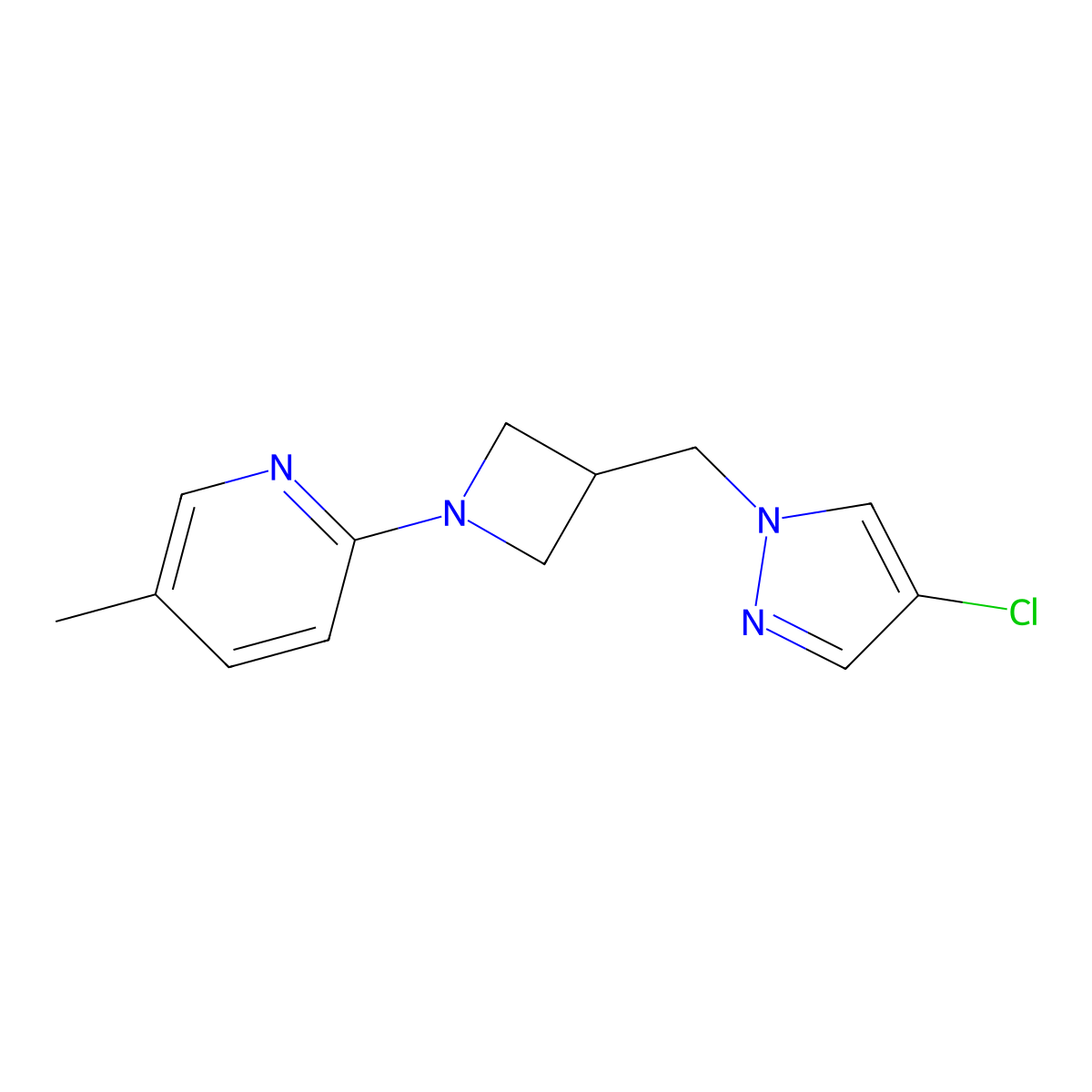 2-{3-[(4-chloro-1H-pyrazol-1-yl)methyl]azetidin-1-yl}-5-methylpyridine molecular structure, CAS 2770633-24-2