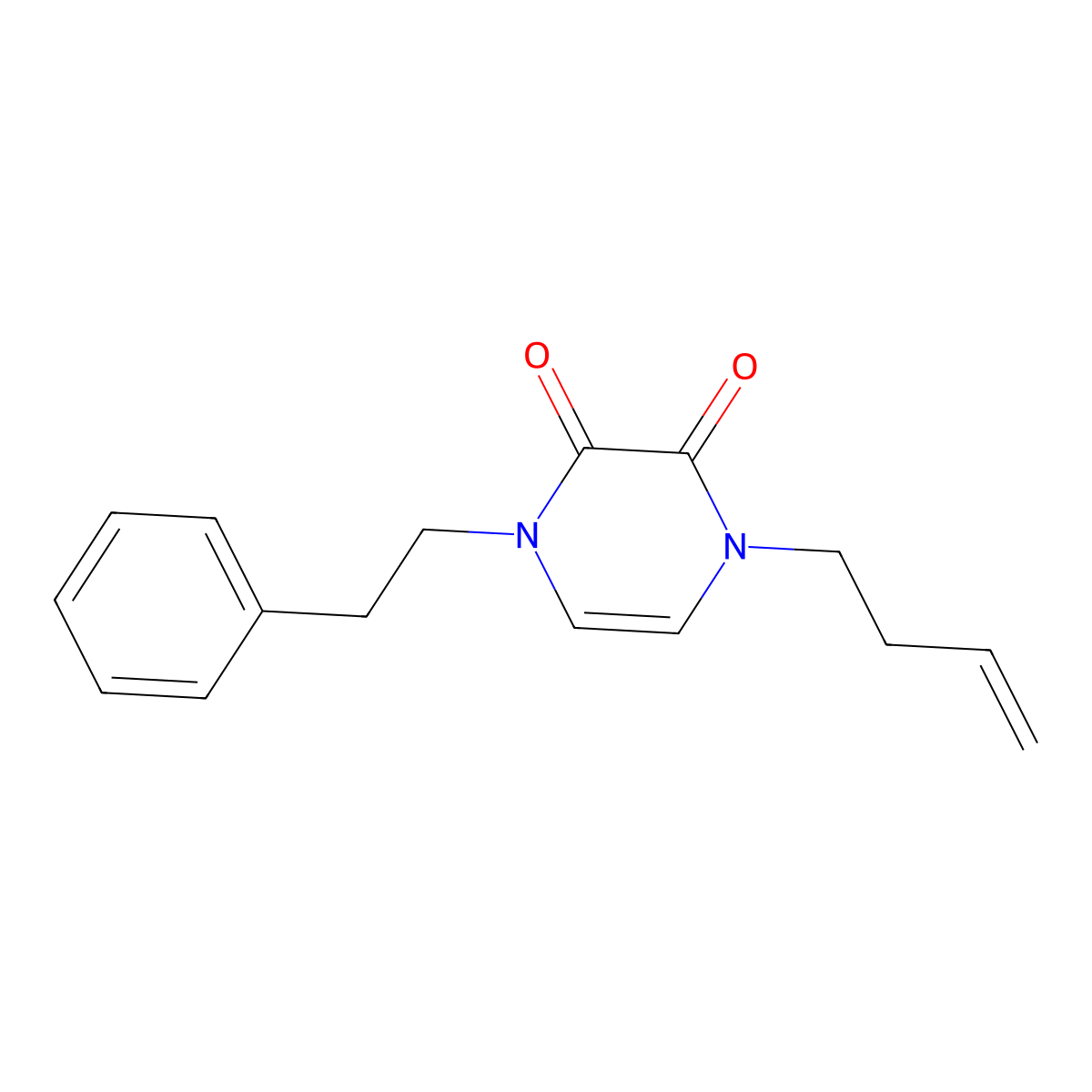 1-(But-3-en-1-yl)-4-(2-phenylethyl)-1,2,3,4-tetrahydropyrazine-2,3-dione molecular structure, CAS 2770633-26-4