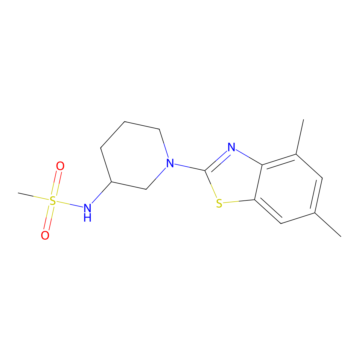 N-[1-(4,6-dimethyl-1,3-benzothiazol-2-yl)piperidin-3-yl]methanesulfonamide molecular structure, CAS 2770633-27-5