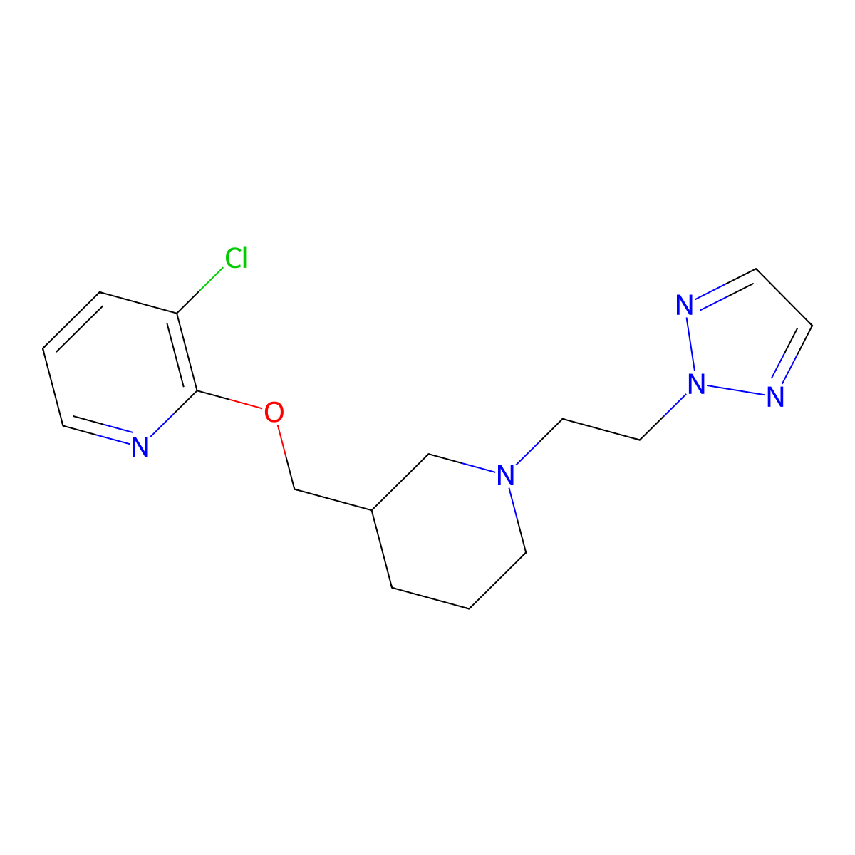 3-chloro-2-({1-[2-(2H-1,2,3-triazol-2-yl)ethyl]piperidin-3-yl}methoxy)pyridine molecular structure, CAS 2770633-28-6