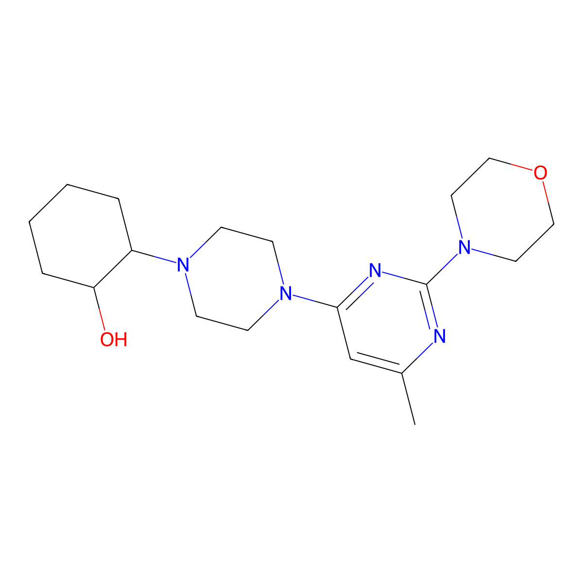 2-{4-[6-Methyl-2-(morpholin-4-yl)pyrimidin-4-yl]piperazin-1-yl}cyclohexan-1-ol molecular structure, CAS 2770633-35-5