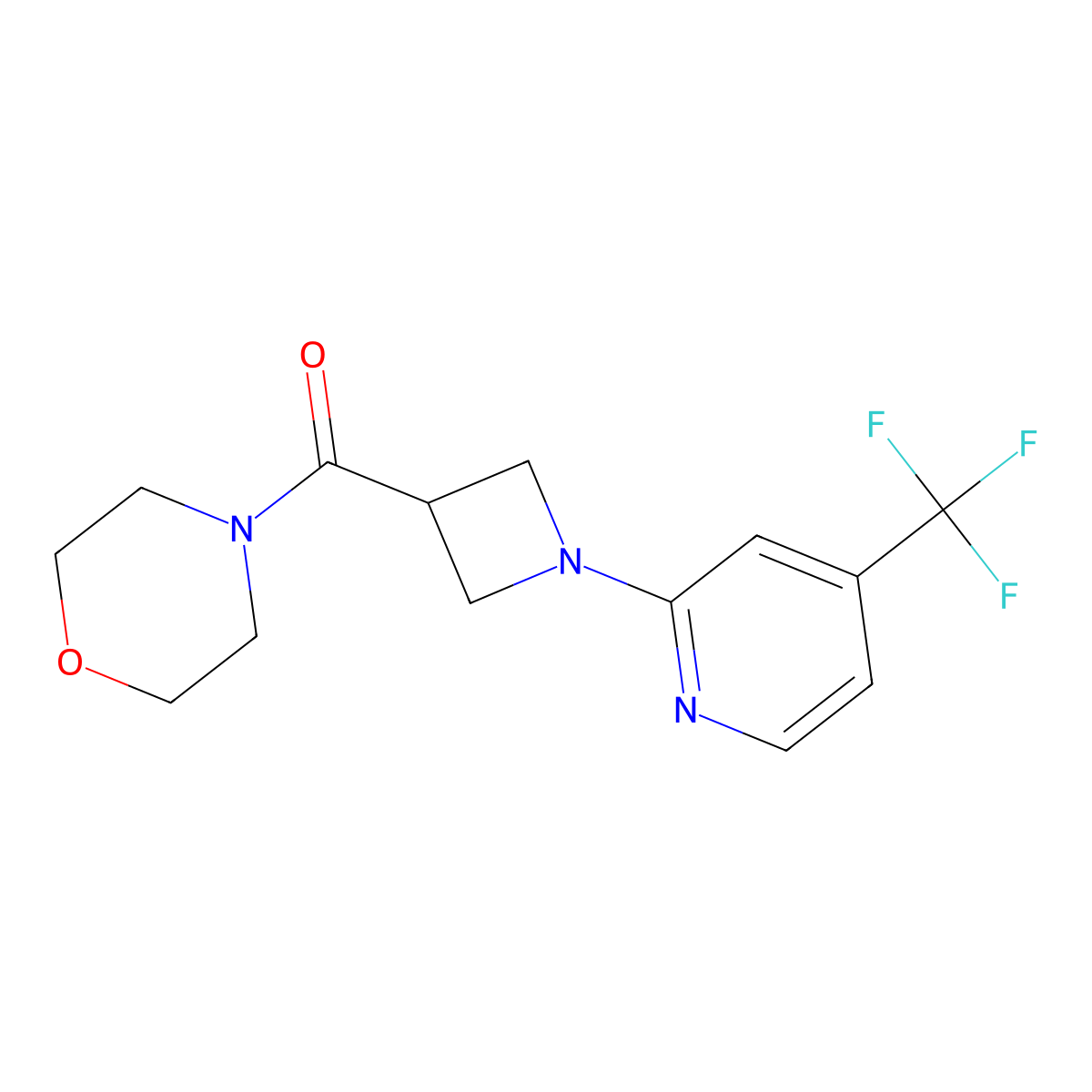4-{1-[4-(Trifluoromethyl)pyridin-2-yl]azetidine-3-carbonyl}morpholine molecular structure, CAS 2770633-36-6